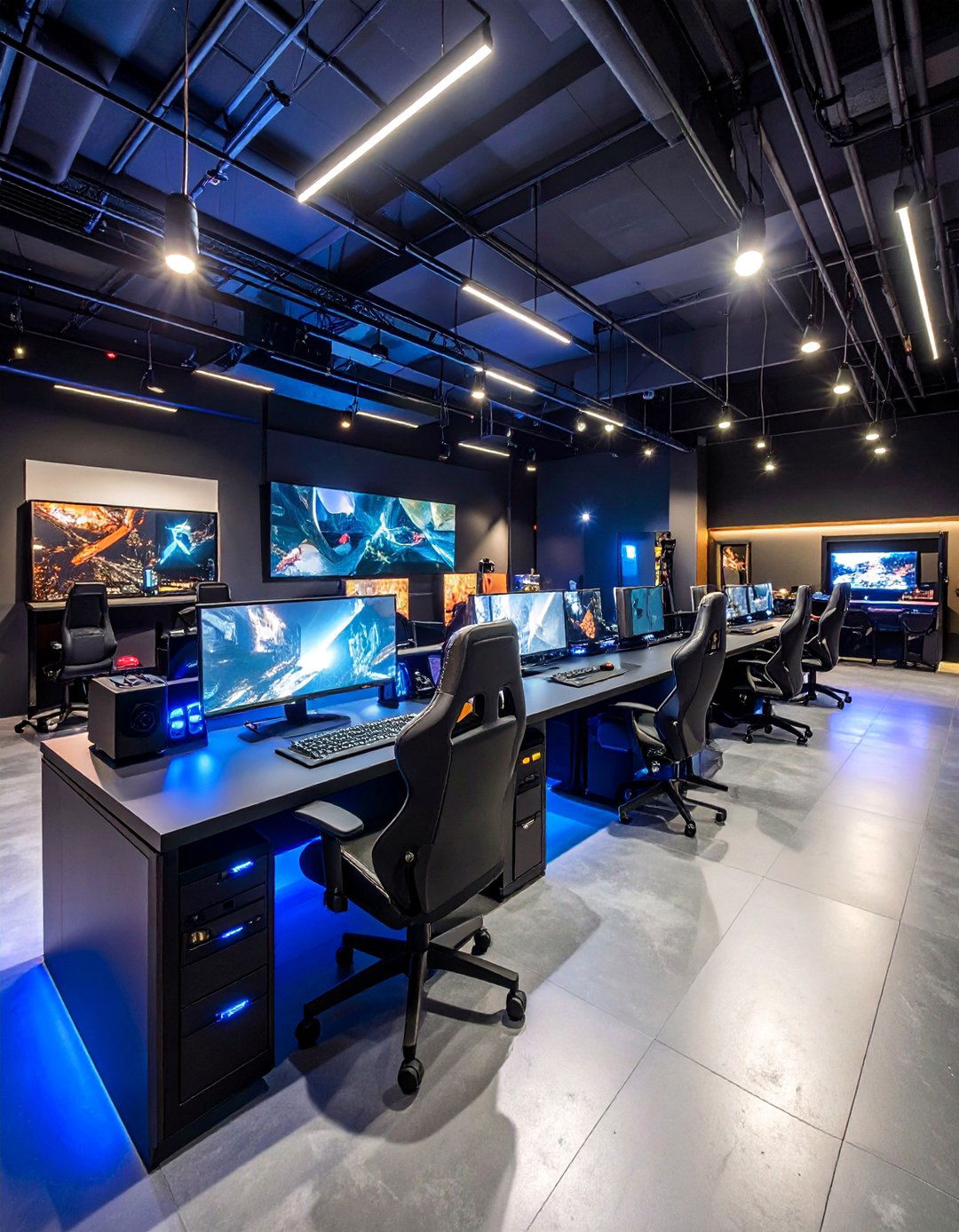 Black Gaming Loft Design - 25 Black Gaming Room Ideas