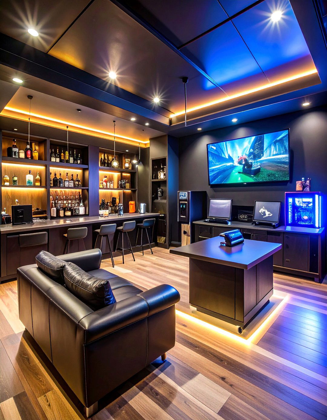 Black Gaming Man Cave Atmosphere - 25 Black Gaming Room Ideas