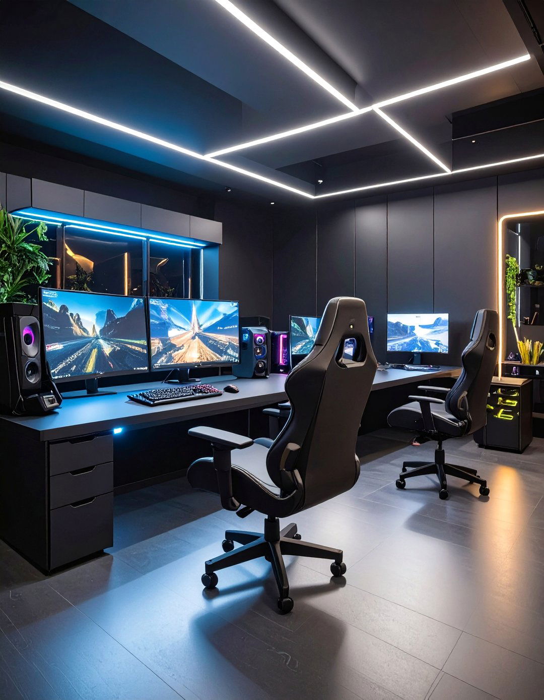 Black Gaming Room with Future Expansion - 25 Black Gaming Room Ideas
