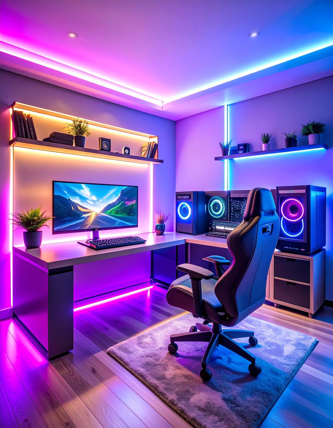 Black Gaming Room with RGB Ecosystem - 25 Black Gaming Room Ideas