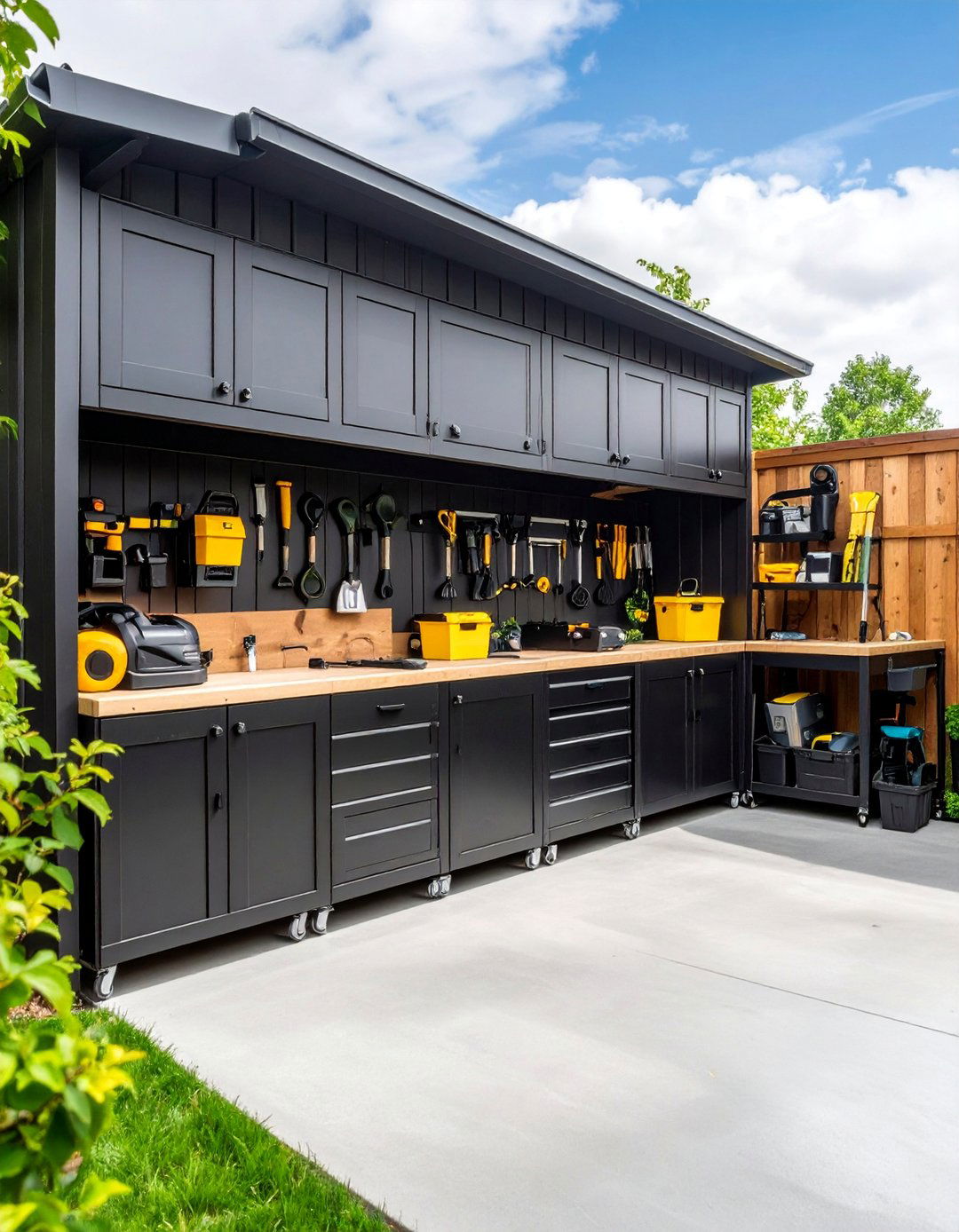 Black Garden and Lawn Equipment Storage - 25 Black Garage Ideas