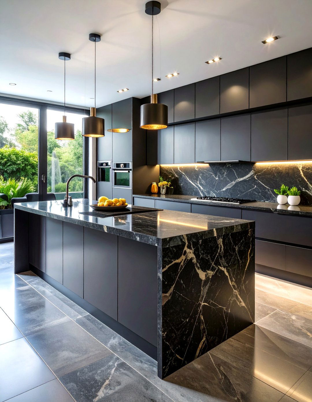 Black Granite Backsplash Extension - 25 Black Kitchen Countertops