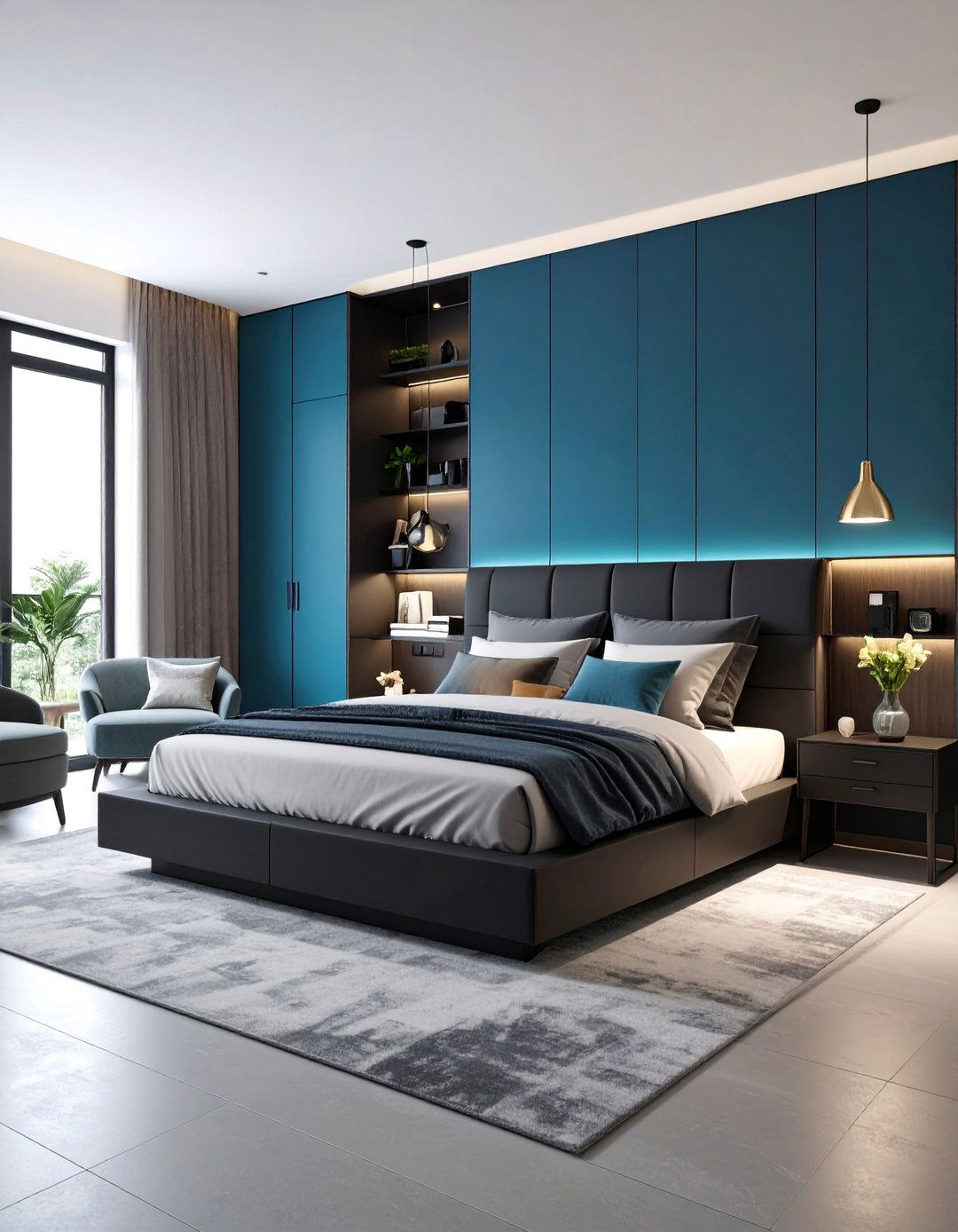 Black Headboard Bedroom with Built in Storage - 25 Black Headboard Bedroom Ideas