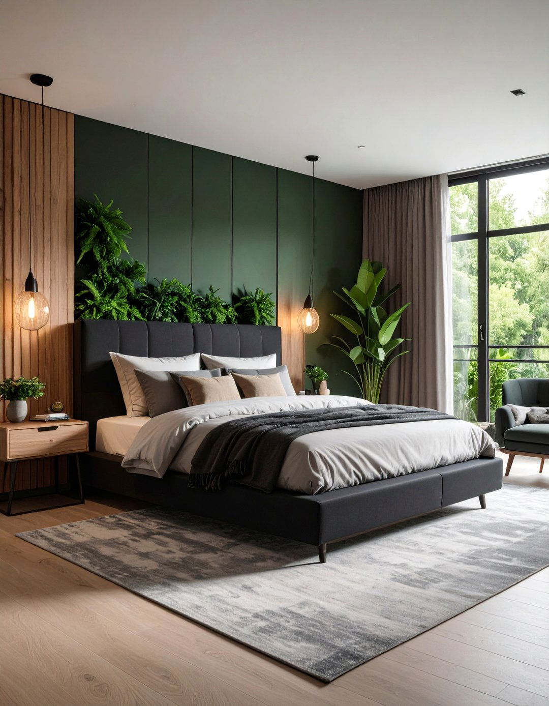 Black Headboard Bedroom with Natural Elements - 25 Black Headboard Bedroom Ideas