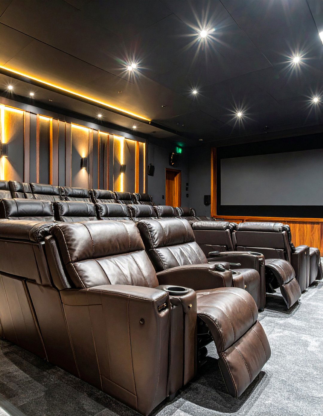 Black Home Theater Cinema - 25 Black Man Cave Ideas