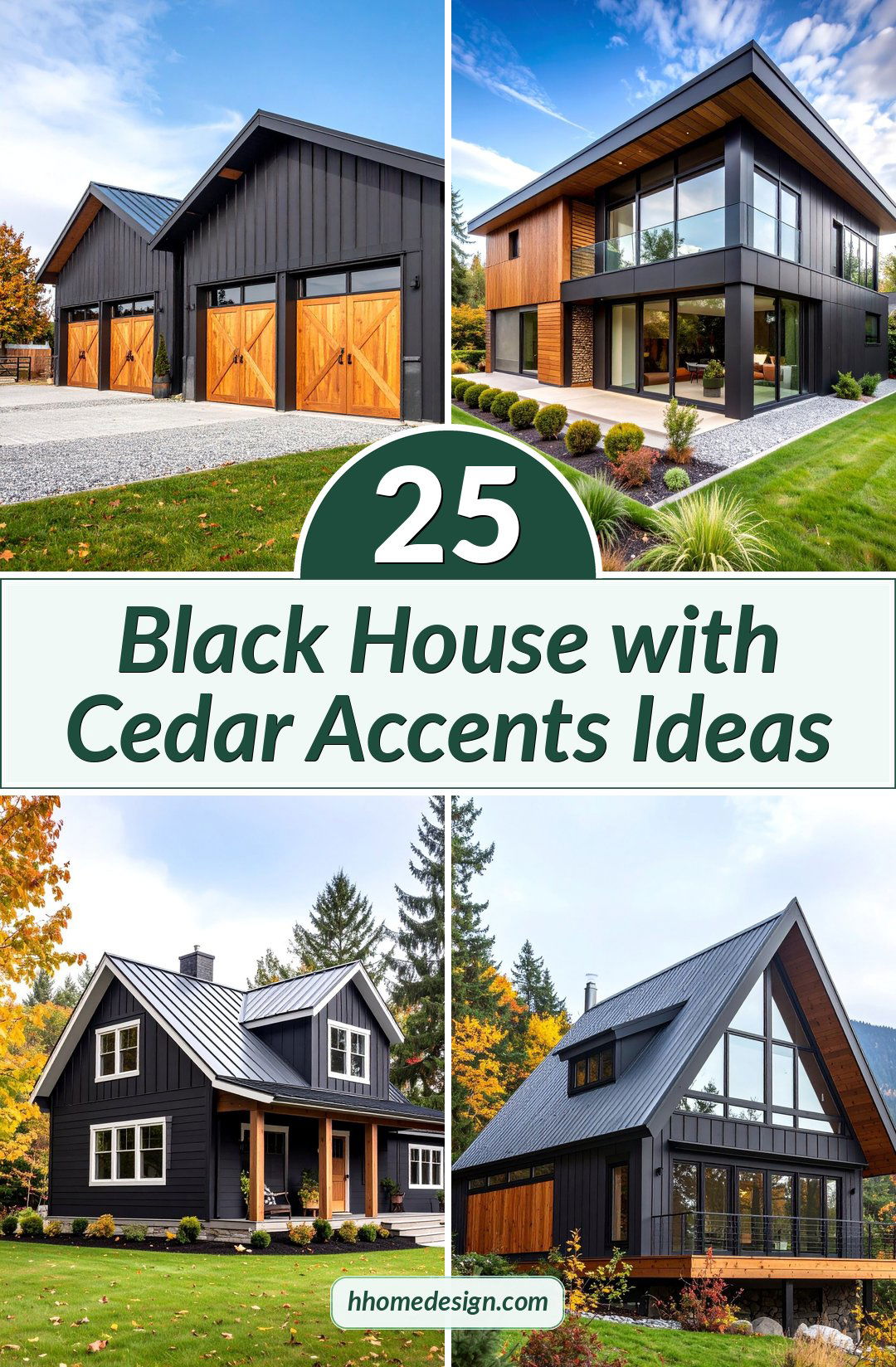 25 Black House with Cedar Accents Ideas