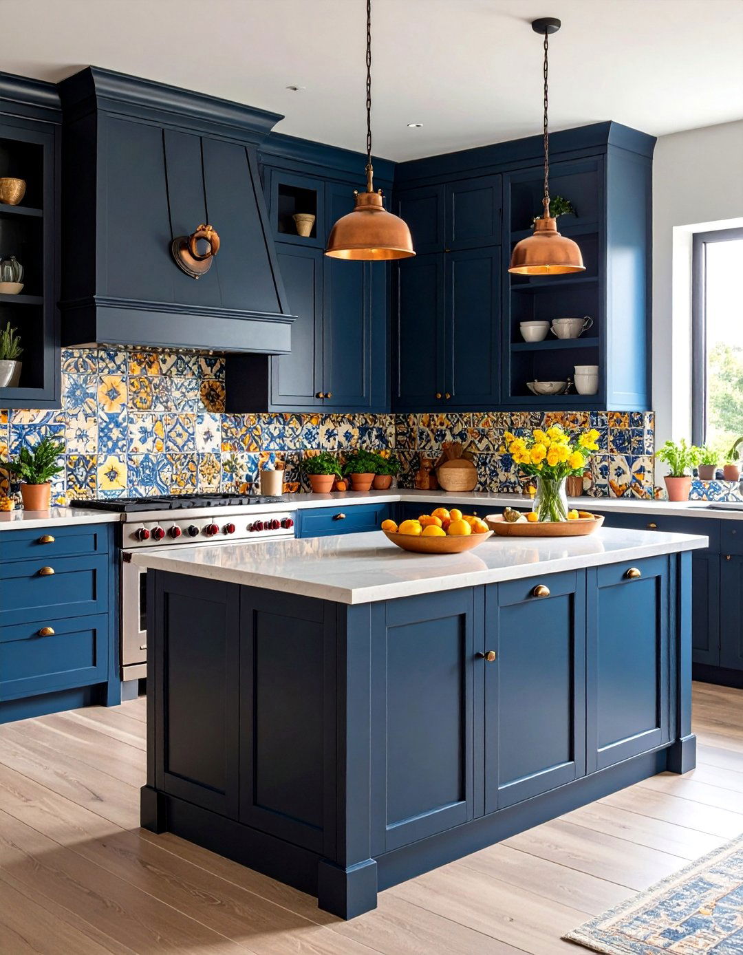 Black Island with Artisan Tile Accents - 25 Black Kitchen Islands