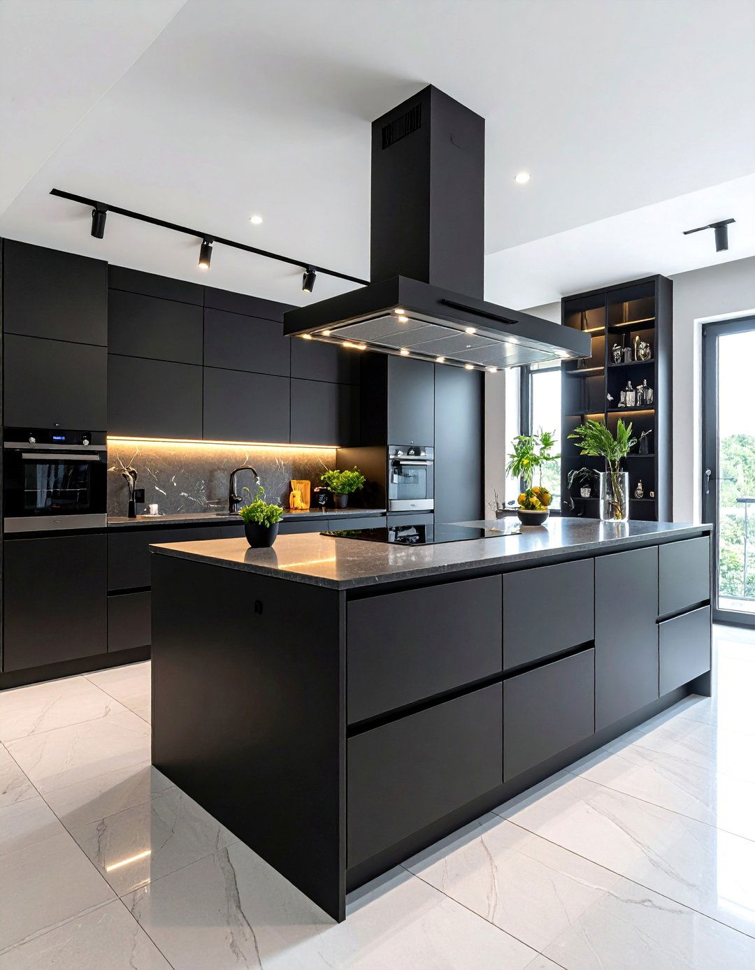 Black Island with Integrated Cooking Station - 25 Black Kitchen Islands