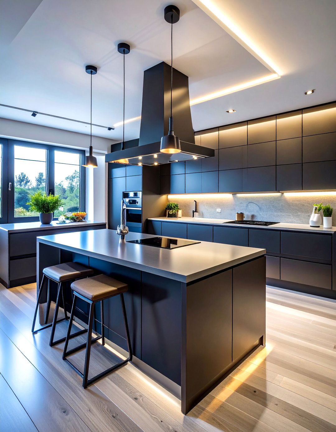 Black Island with Smart Home Integration - 25 Black Kitchen Islands