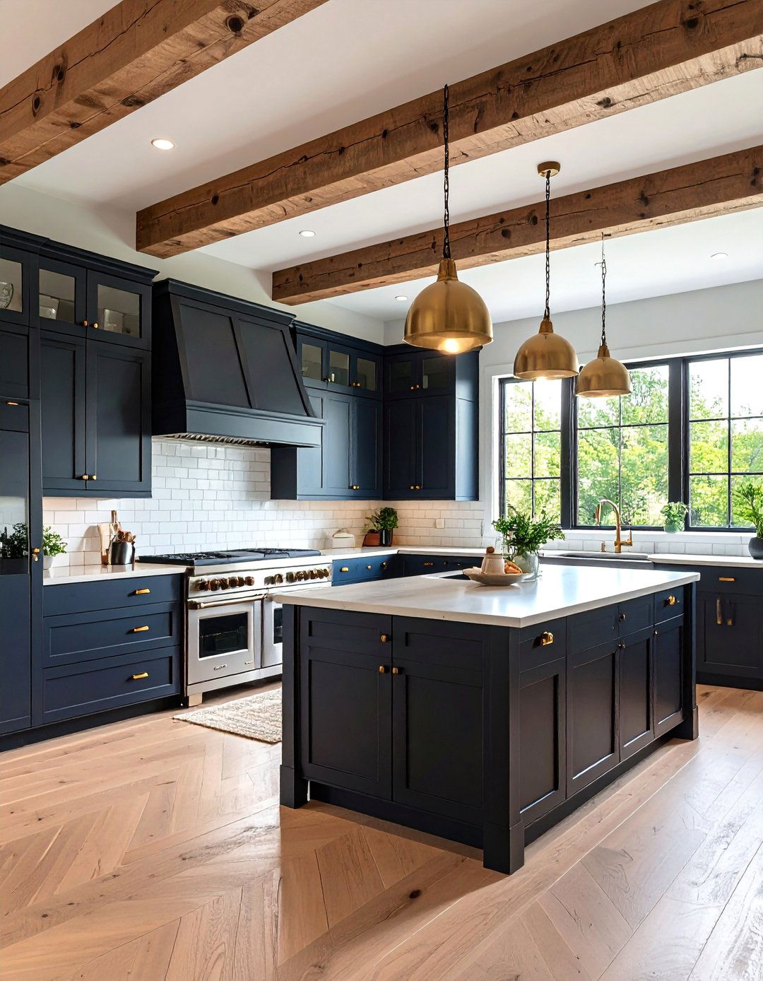 Black Kitchen with Exposed Ceiling Beams - 25 kitchens with beautiful black cabinets