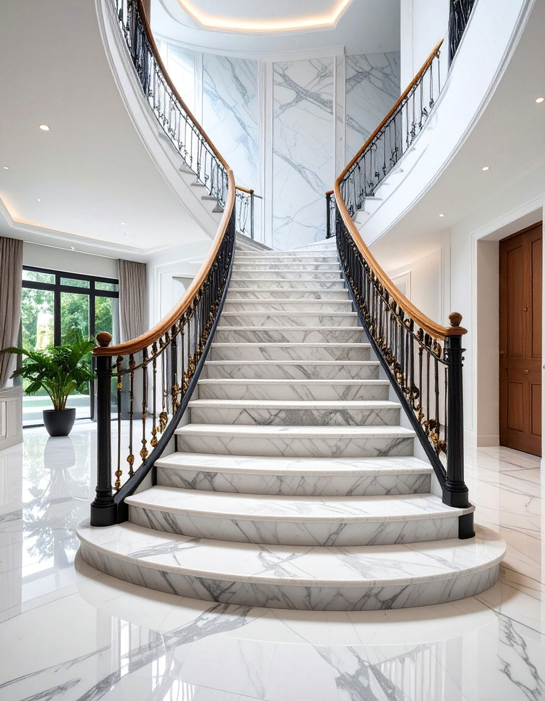Black Marble Staircase with Luxurious Finishes - 25 black staircase ideas