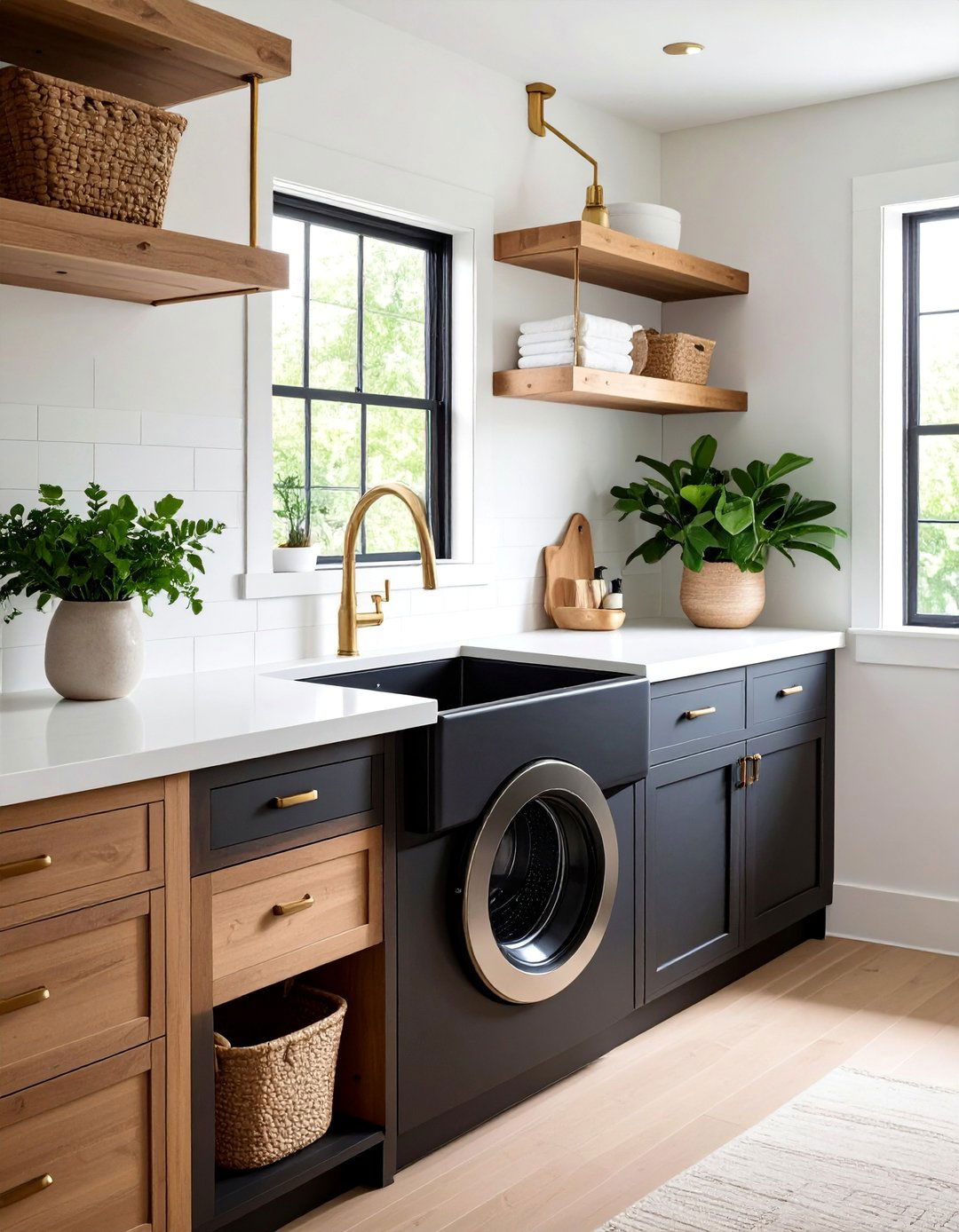 Black Matte Fireclay Sink with Contemporary Contrast - 25 Laundry Room Sink Ideas