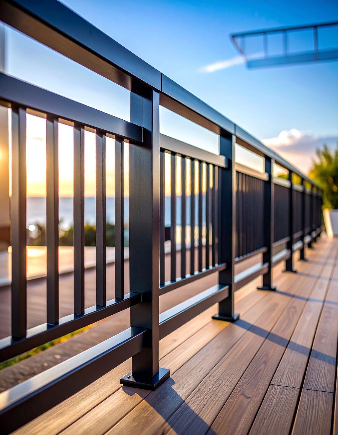 Black Metal Industrial Deck Railing - 25 Metal Deck Railing Ideas