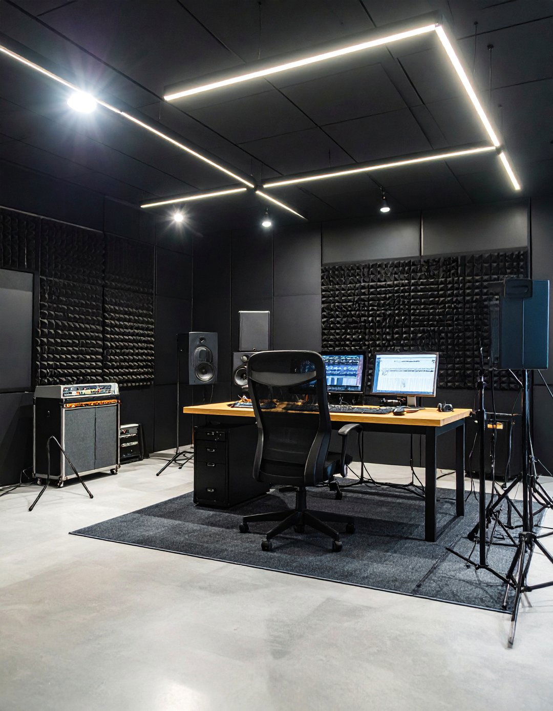 Black Music Studio and Recording Space - 25 Black Garage Ideas