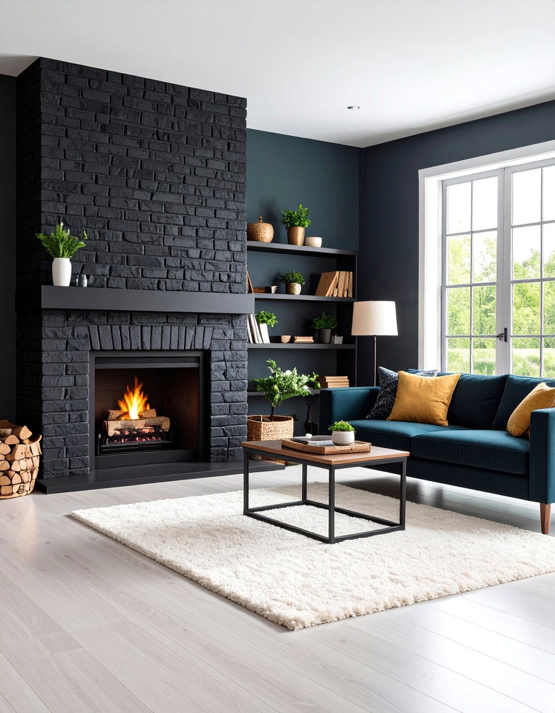 Black Painted Brick Fireplace Transformation - 25 Black Fireplace Ideas