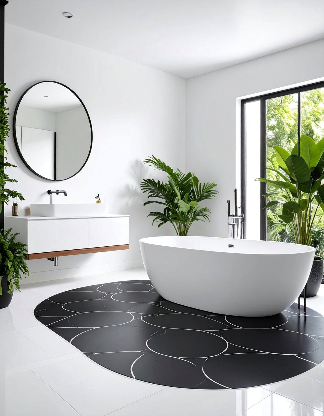 Black Penny Tile with White Grout Drama - 25 Penny Tile Bathroom Floor Ideas