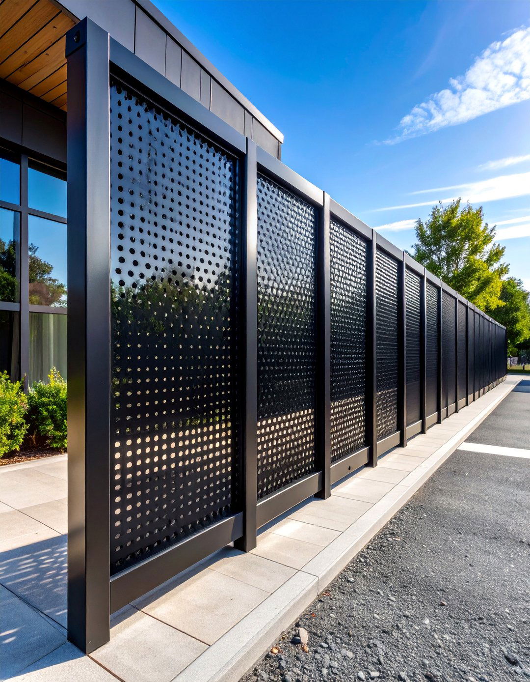 Black Perforated Metal Screen Fence - 25 Black Fence Ideas