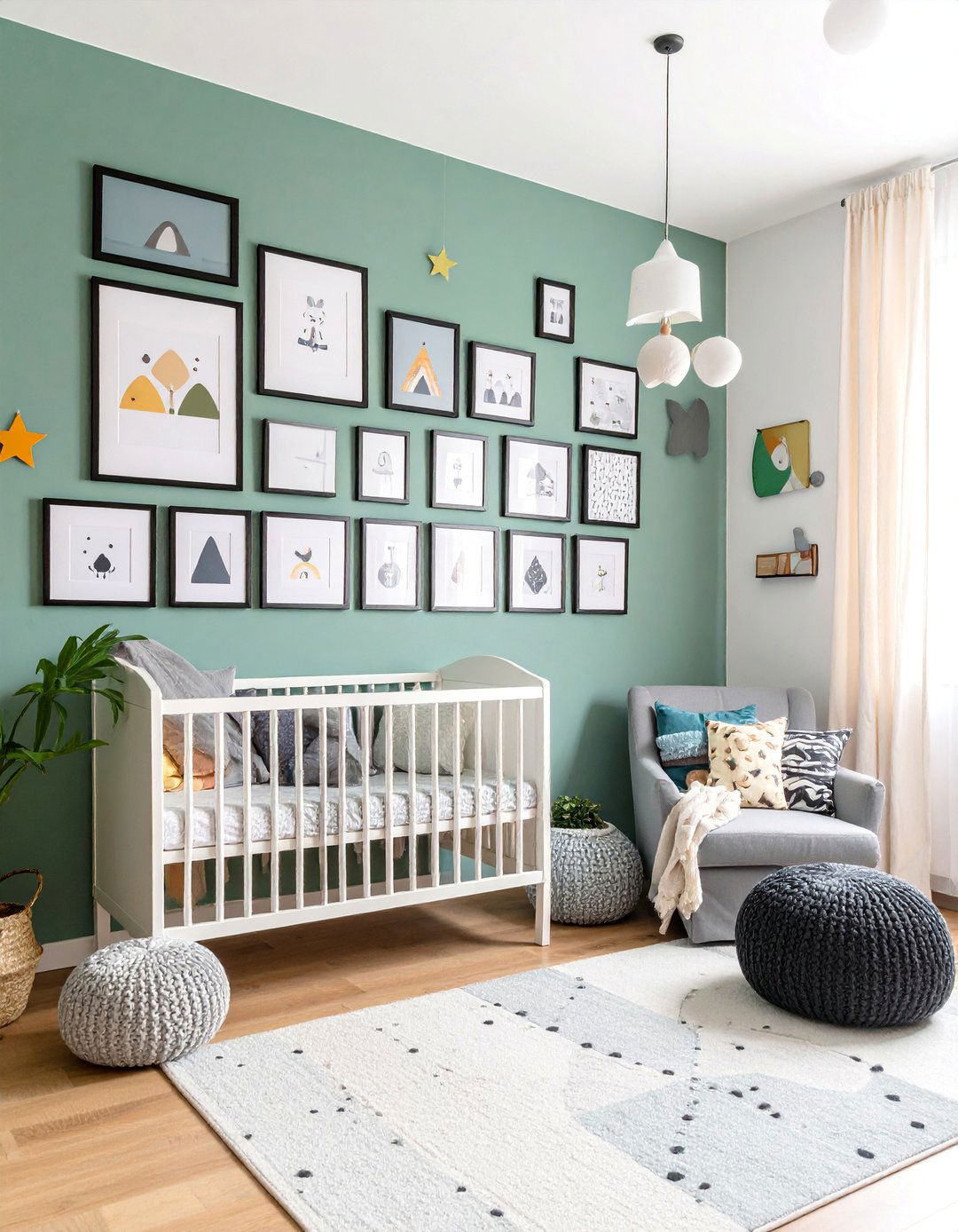 Black Picture Frame Gallery Wall Display - 25 Black Nursery Ideas