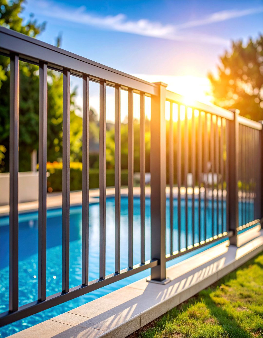 Black Pool Fence with Safety Features - 25 Black Fence Ideas