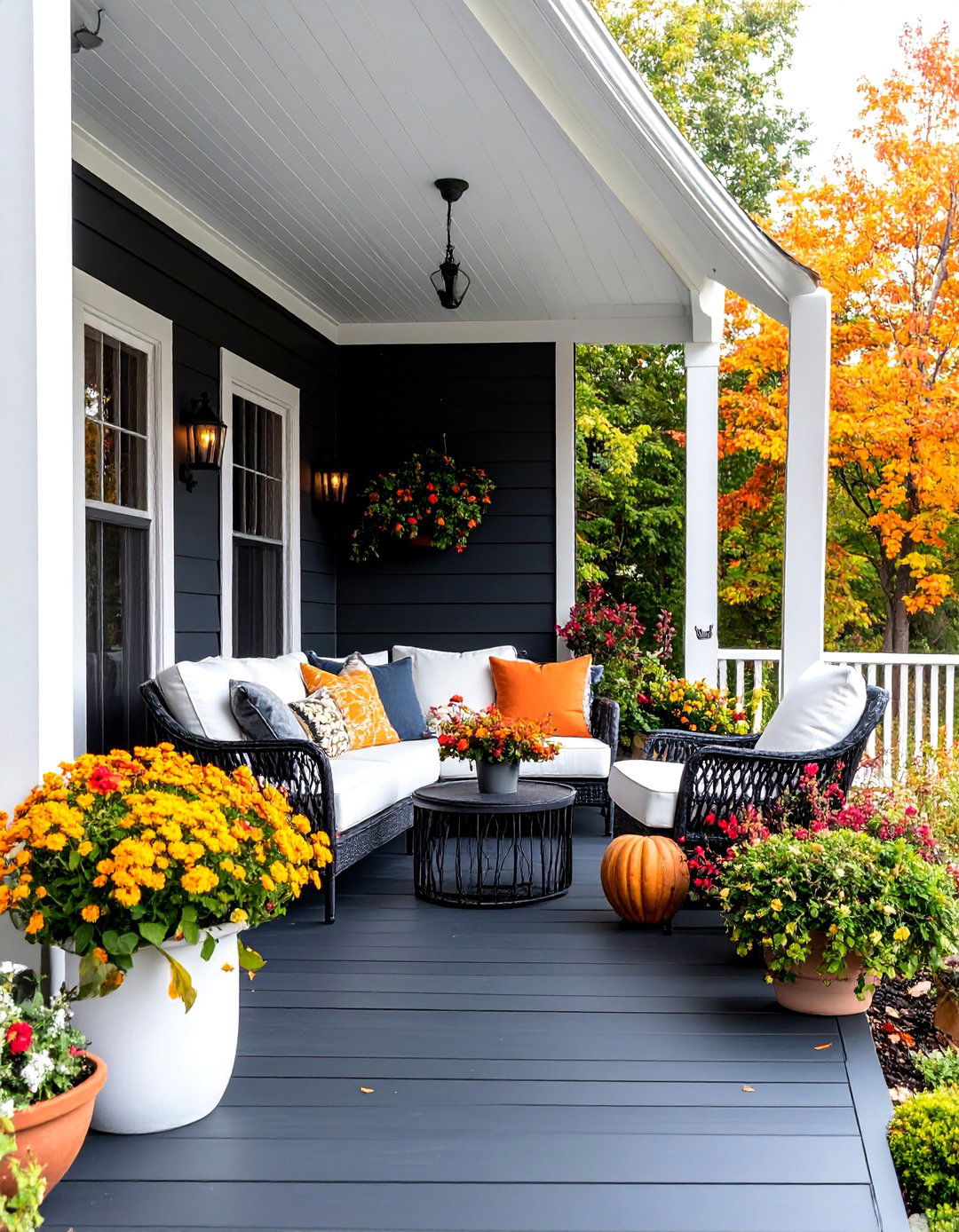 Black Porch with Bold Contrast - 25 Porch Paint Colors