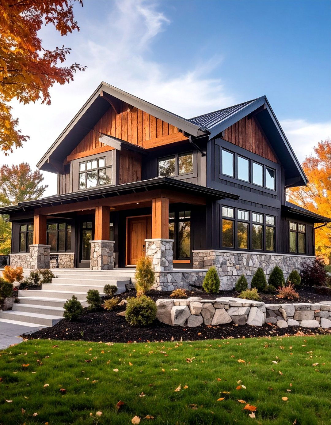 Black Ranch with Horizontal Lines - 25 Black House Exteriors & Paint Colors