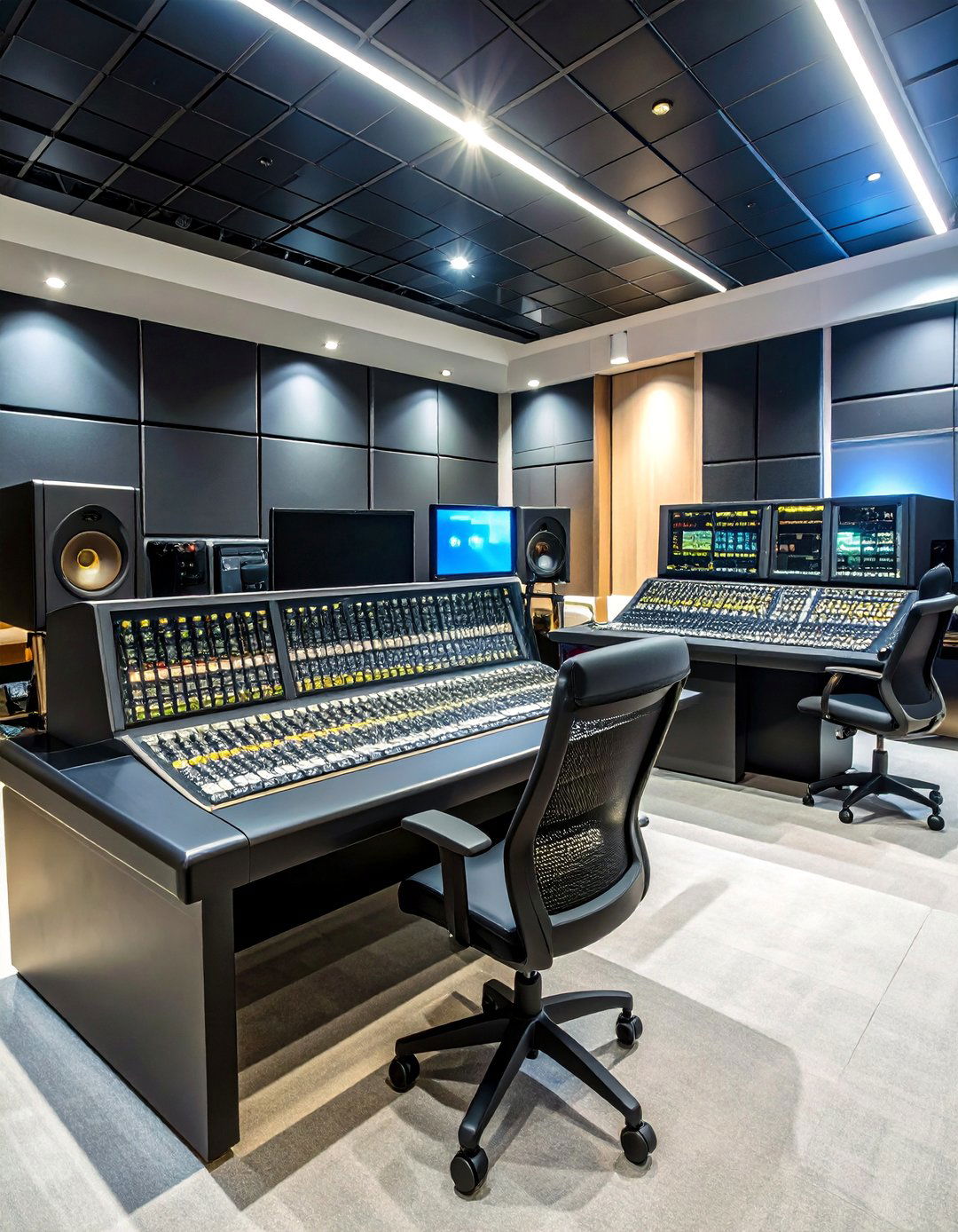 Black Recording Studio Control Room - 25 Black Man Cave Ideas