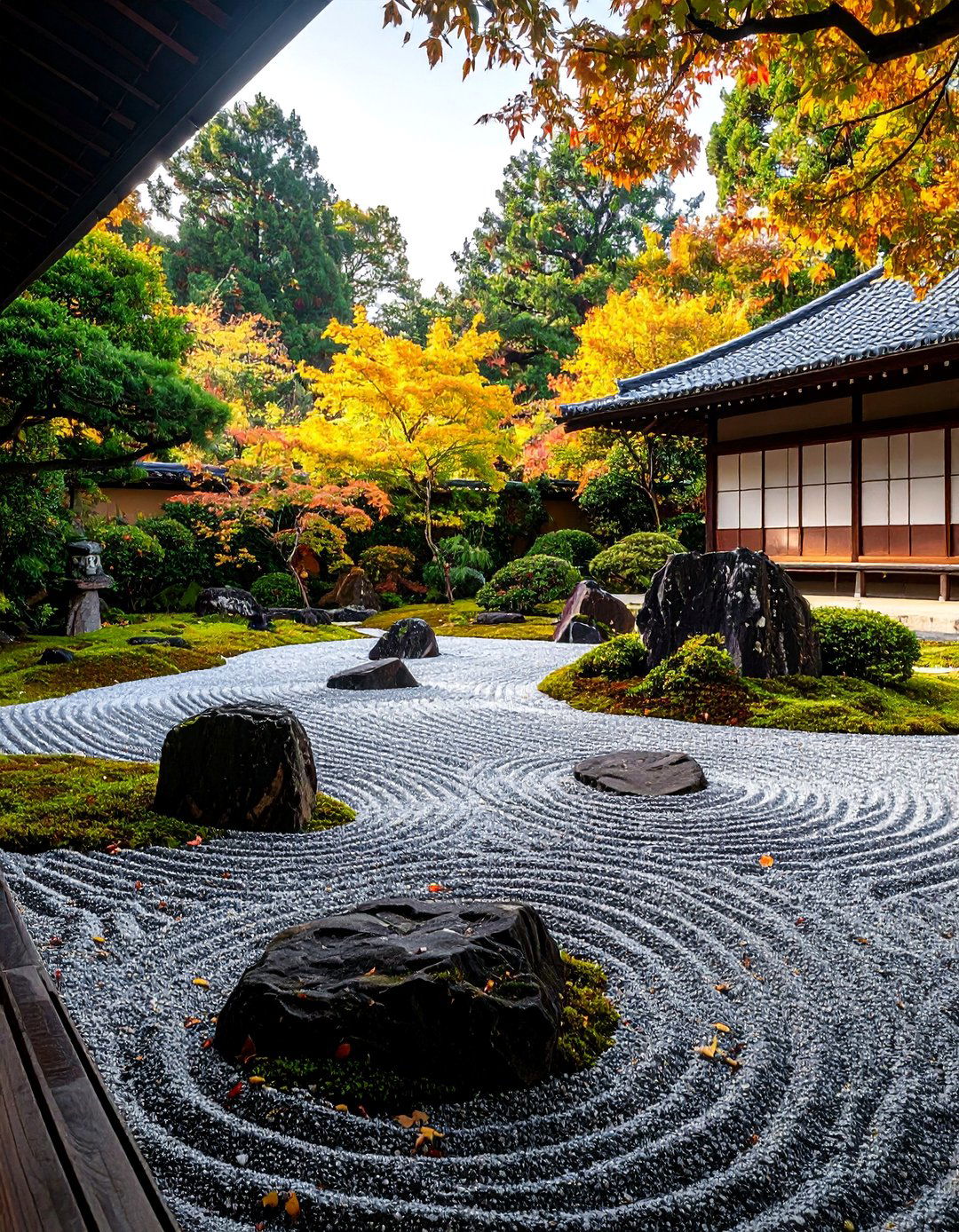 Black River Rock Zen Gravel Patterns - 25 Black River Rock Landscaping Ideas
