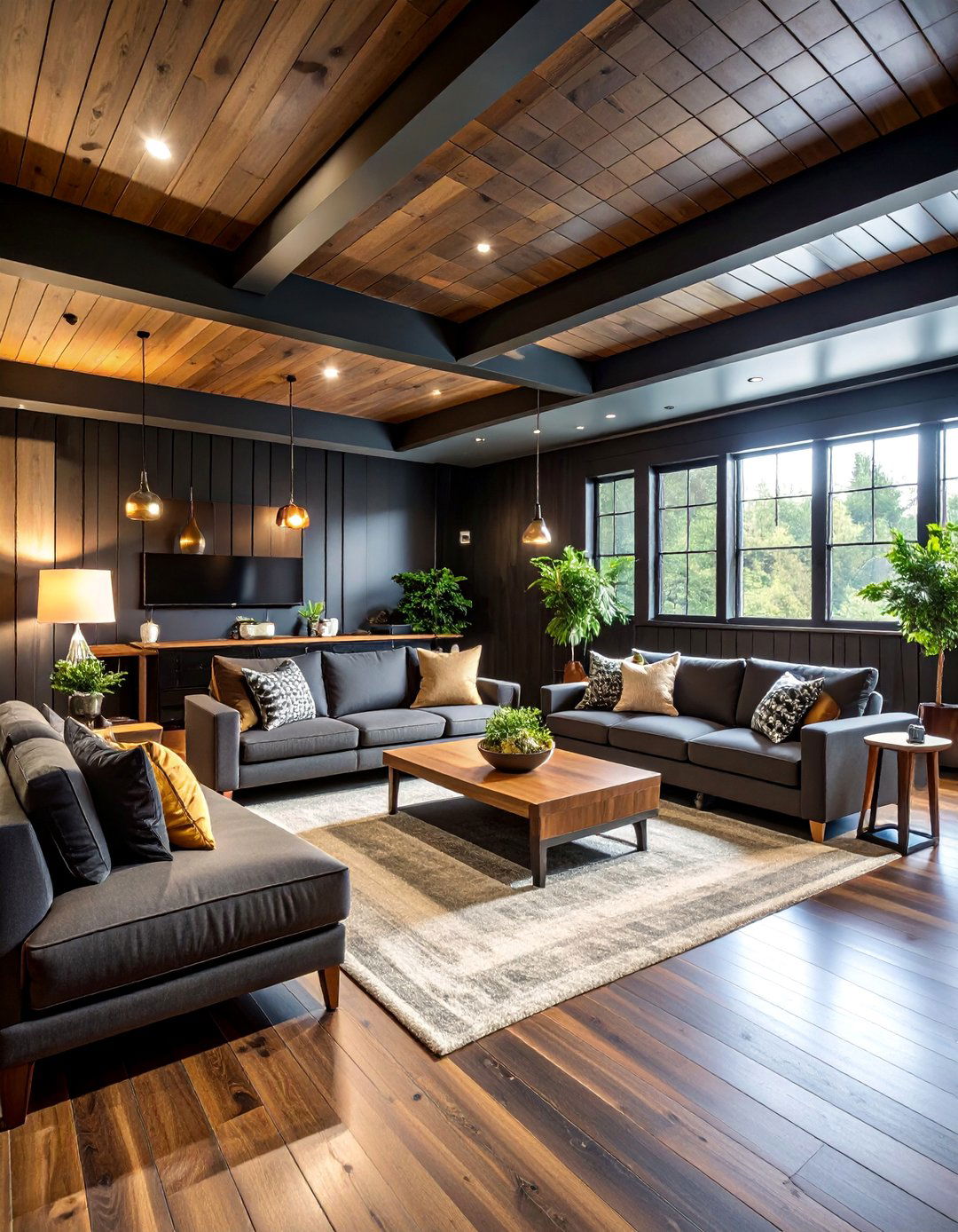 Black Shiplap Basement Recreation Room - 25 Black Shiplap Wall Ideas