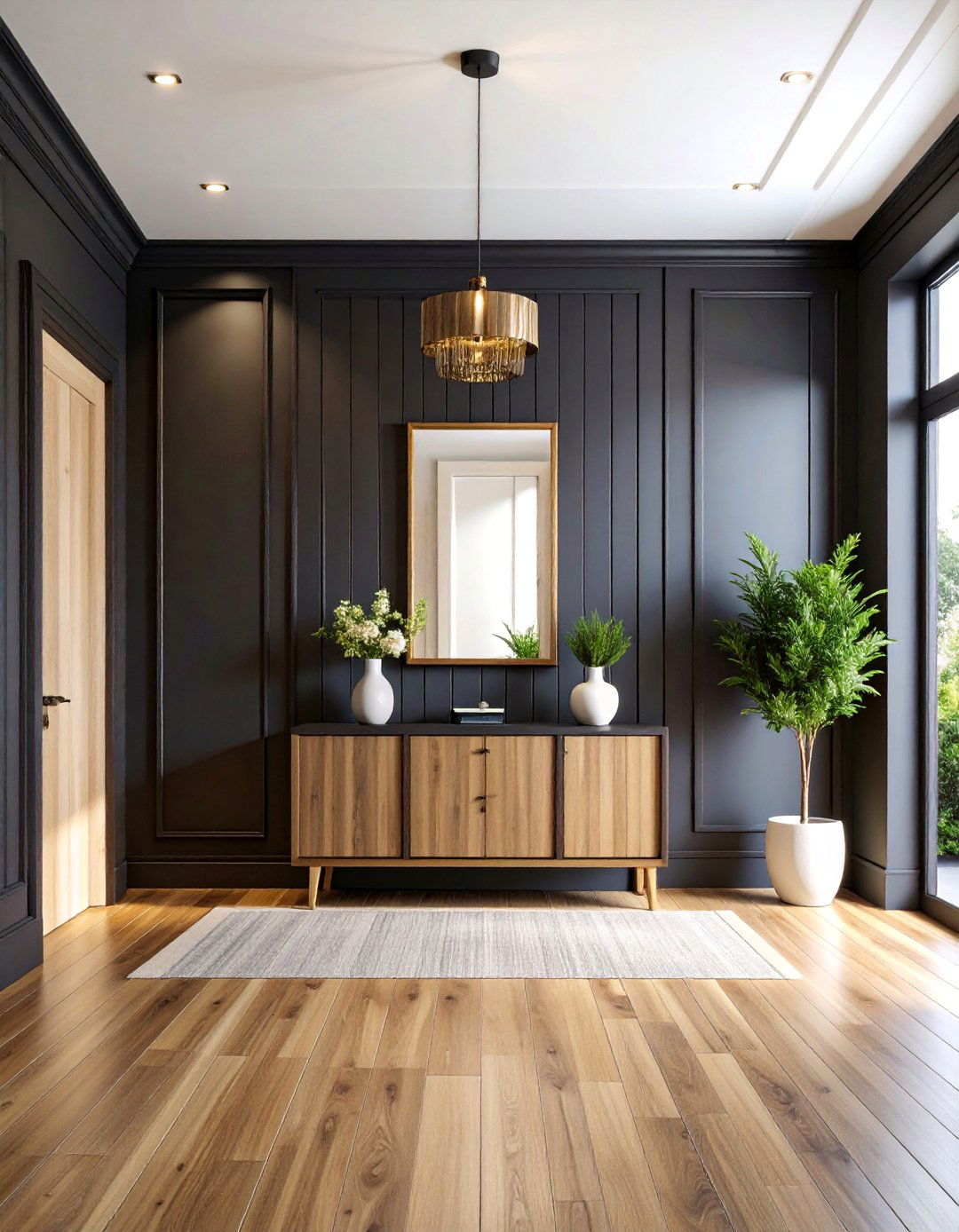 Black Shiplap Entryway Statement Wall - 25 Black Shiplap Wall Ideas
