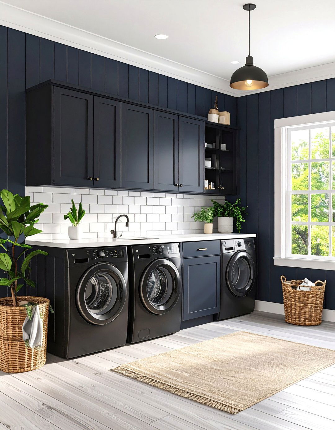 Black Shiplap Farmhouse Laundry Room - 25 dark & moody laundry room ideas