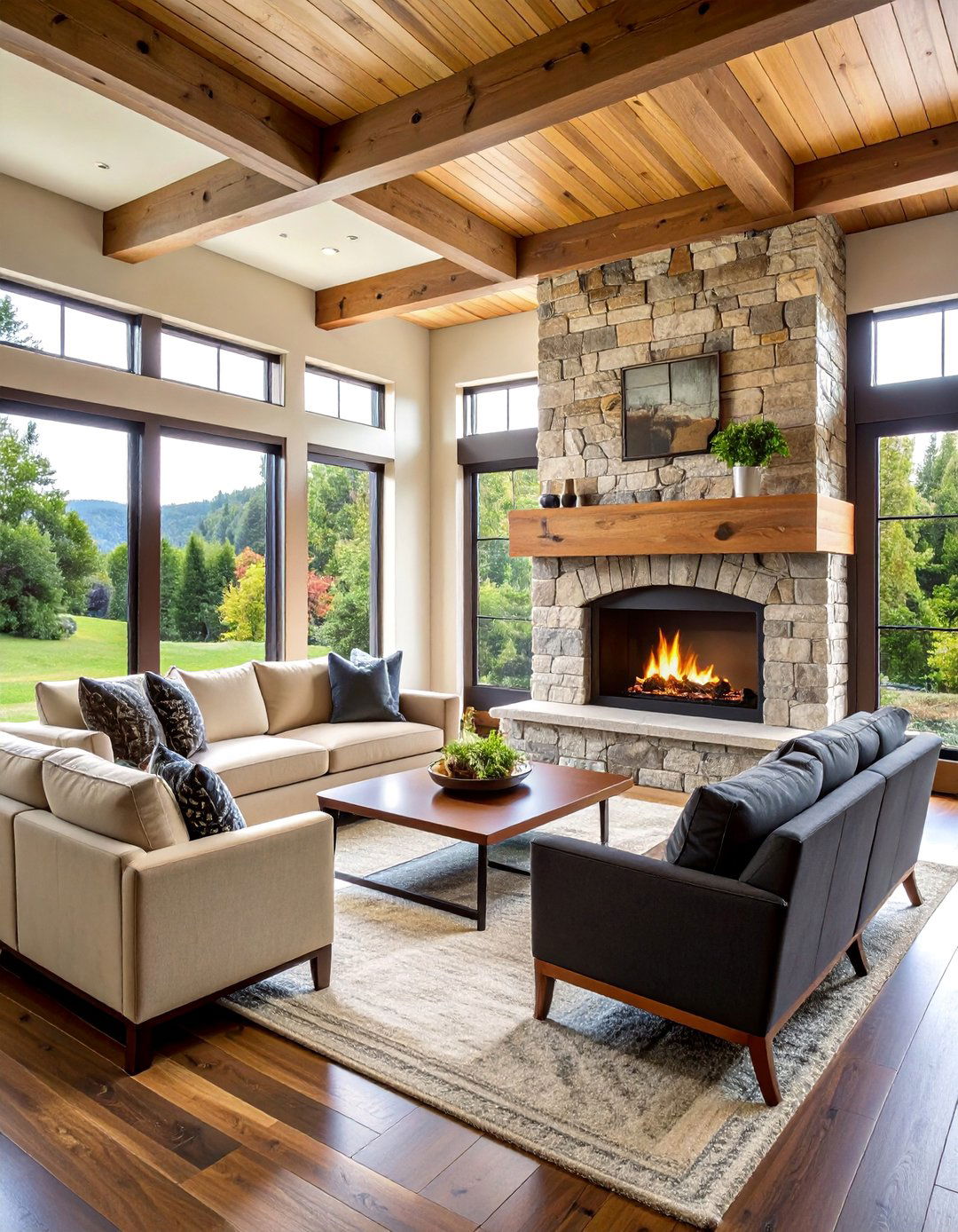 Black Shiplap Fireplace with Stone Accent Surround - 25 Black Shiplap Fireplace Ideas
