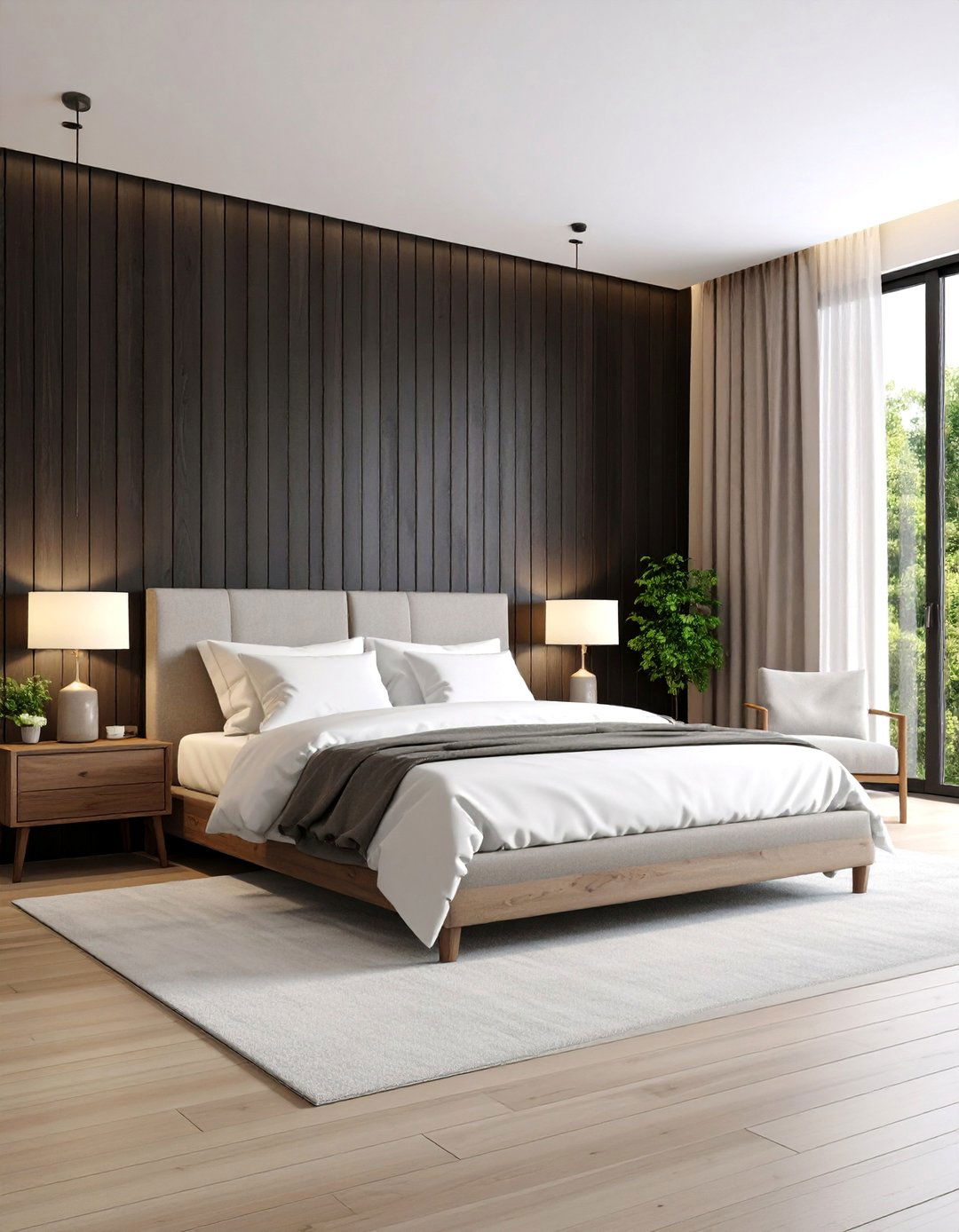 Black Shiplap Guest Bedroom Accent - 25 Black Shiplap Wall Ideas