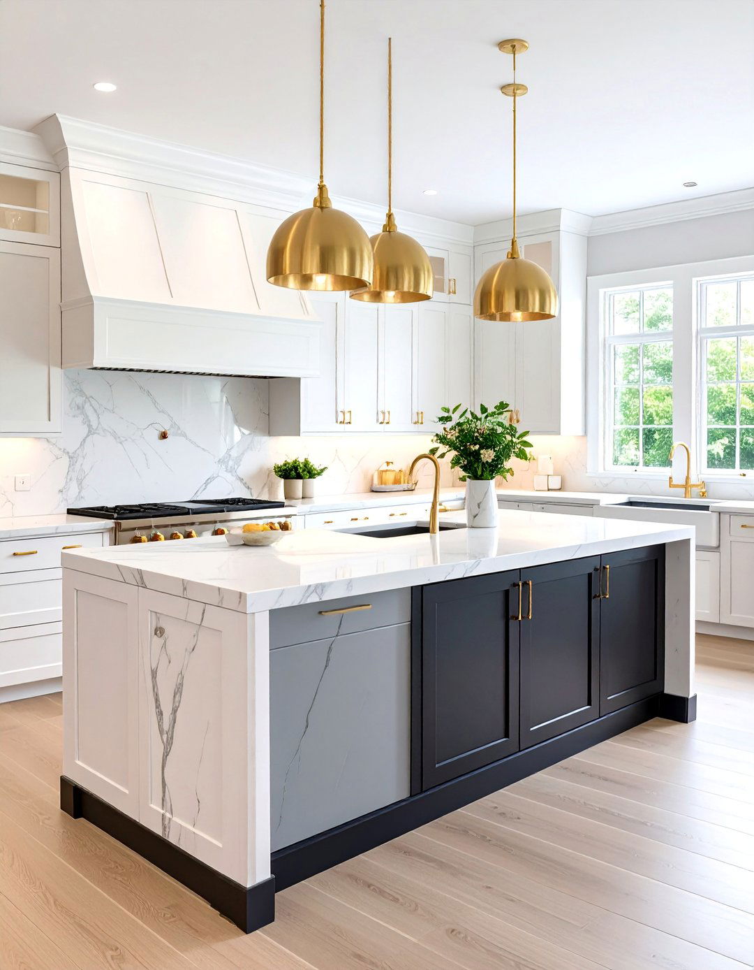 Black Shiplap Island with White Marble Veined Countertop - 25 Kitchen Shiplap Ideas With Kitchen Island Ideas