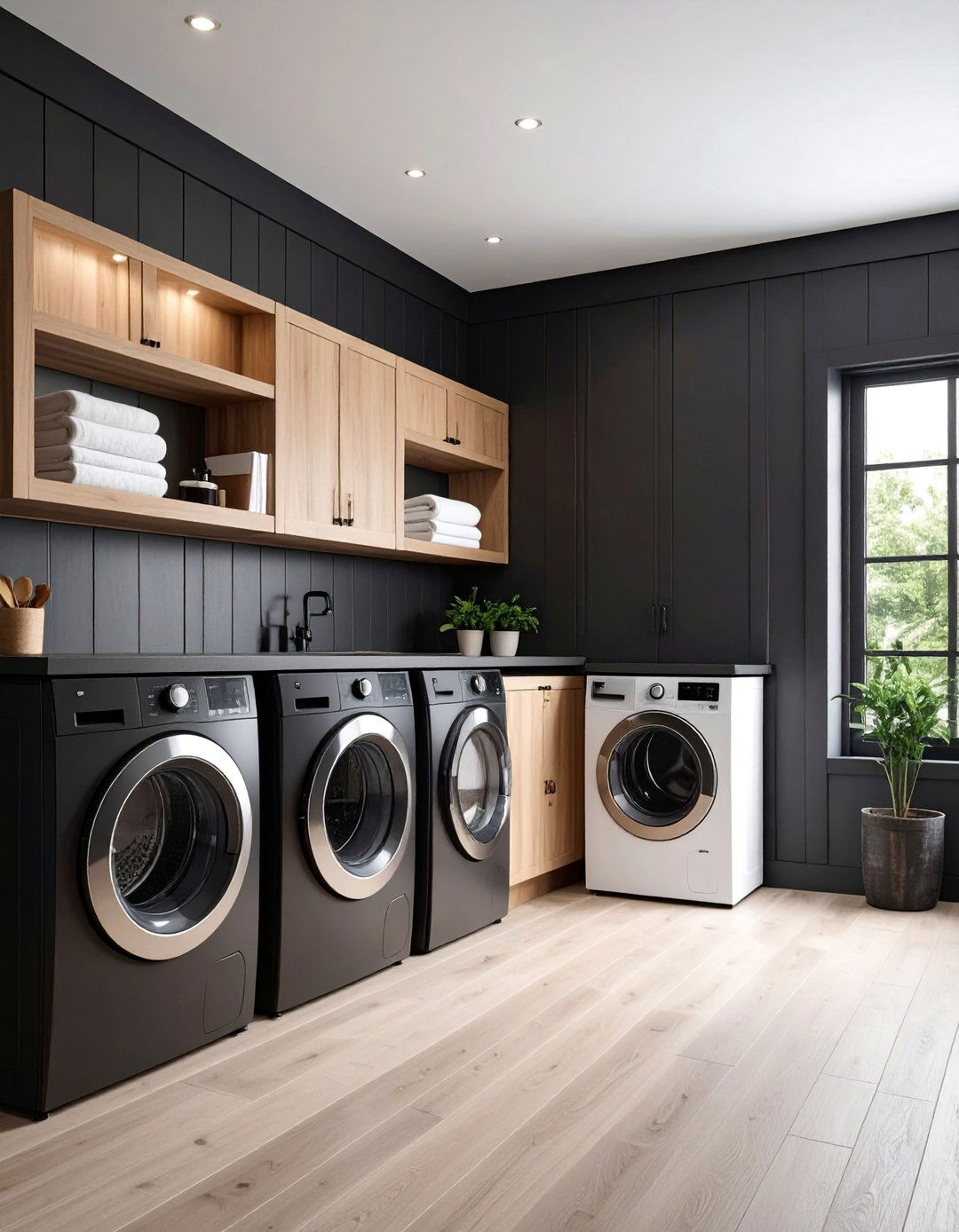 Black Shiplap Laundry Room Transformation - 25 Black Shiplap Wall Ideas