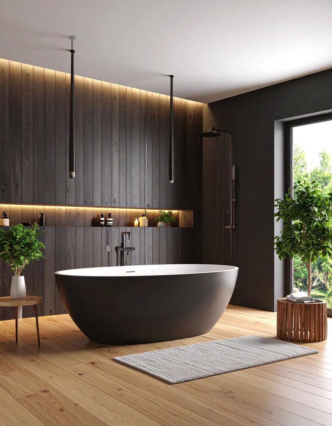 Black Shiplap Master Bathroom Spa Wall - 25 Black Shiplap Wall Ideas