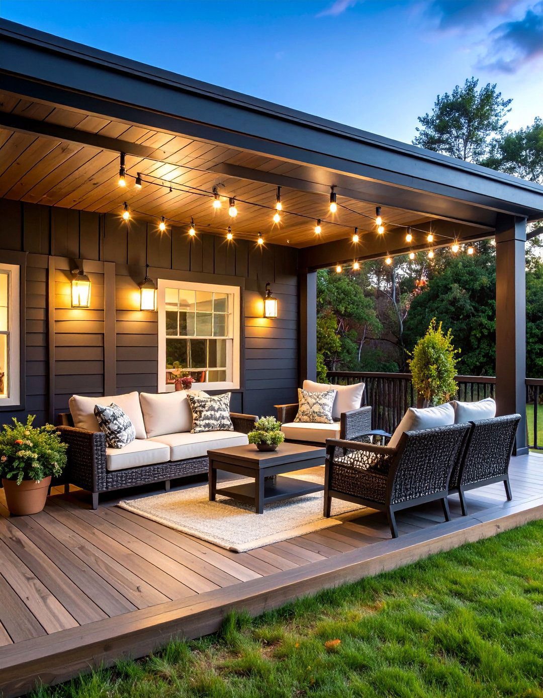 Black Shiplap Outdoor Covered Porch - 25 Black Shiplap Wall Ideas