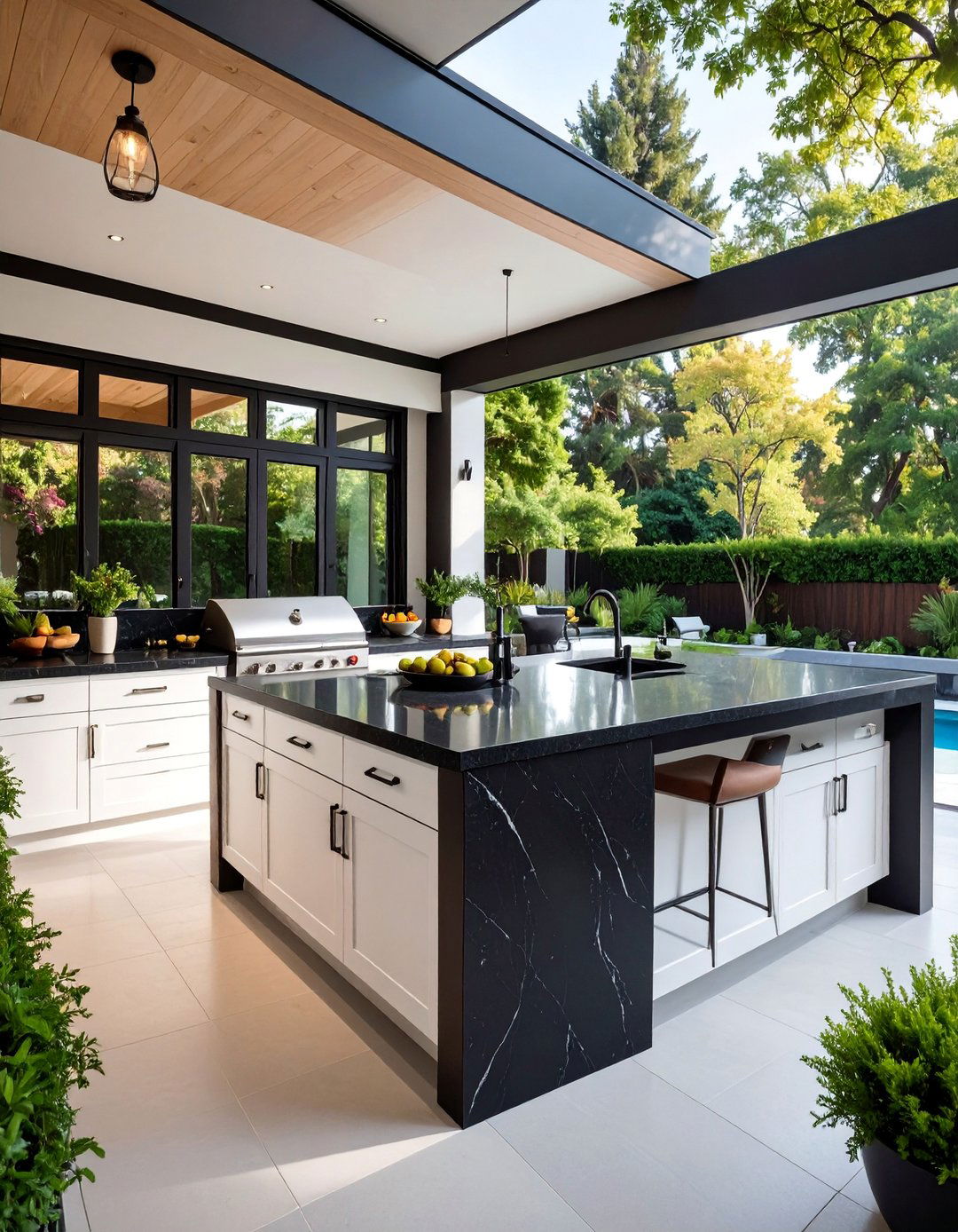 Black Soapstone Traditional Design - 25 Outdoor Countertop Ideas