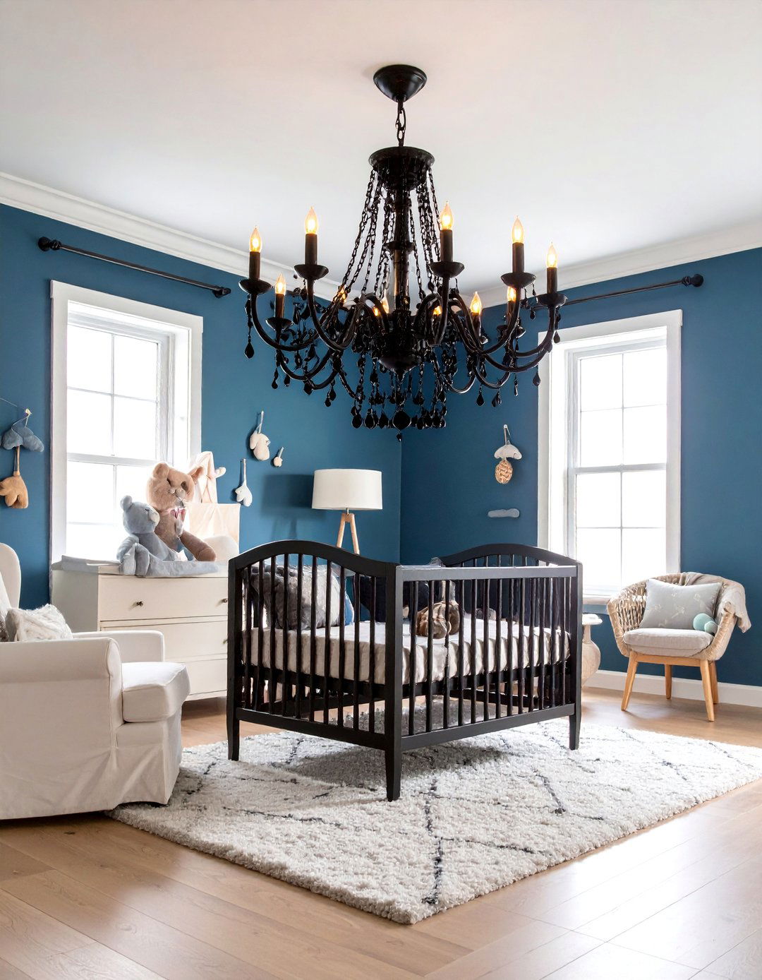 Black Statement Lighting Chandelier Design - 25 Black Nursery Ideas
