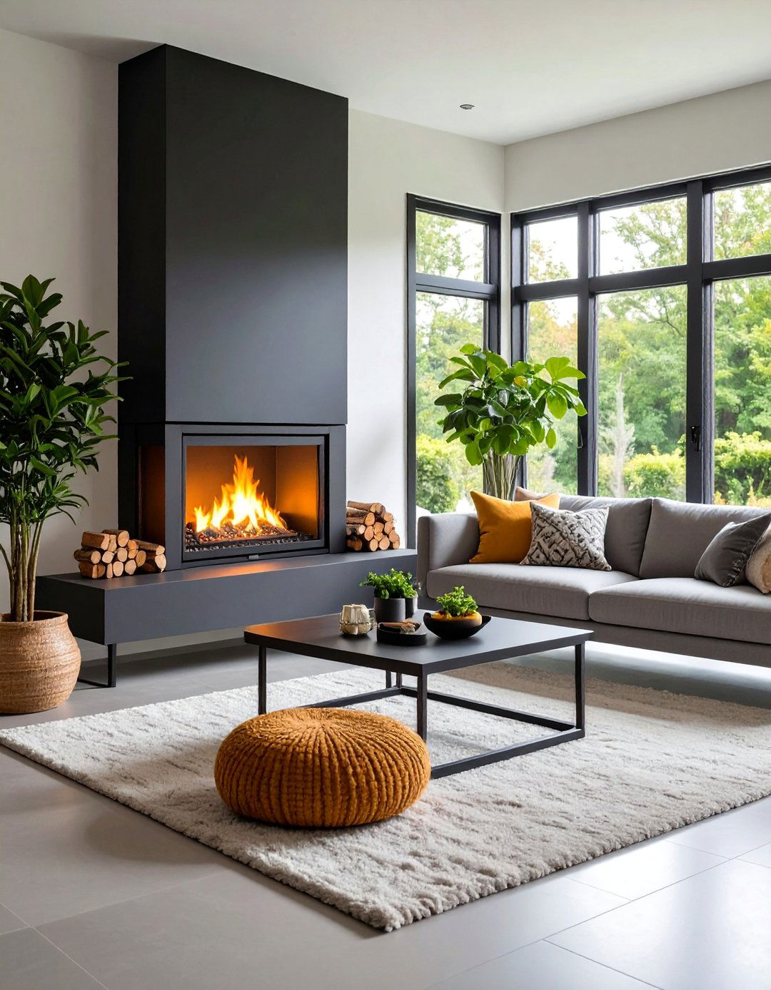 Black Steel Frame Gas Insert