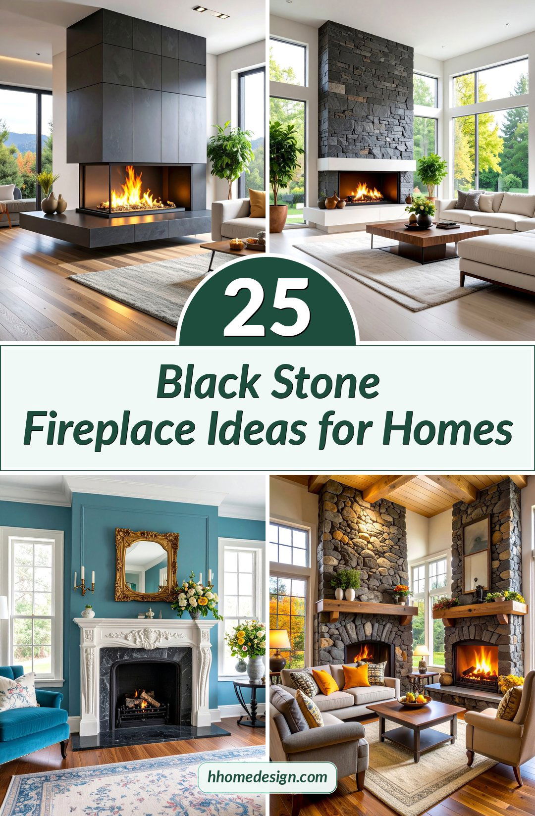 25 Black Stone Fireplace Ideas for Homes