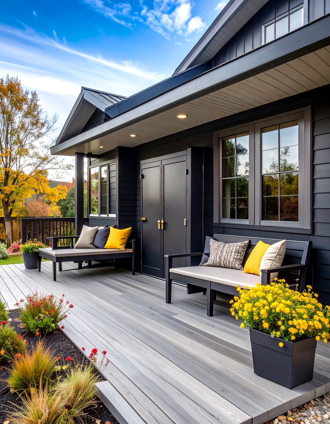 Black Storage Porch with Hidden Solutions - 25 Black Porch Ideas