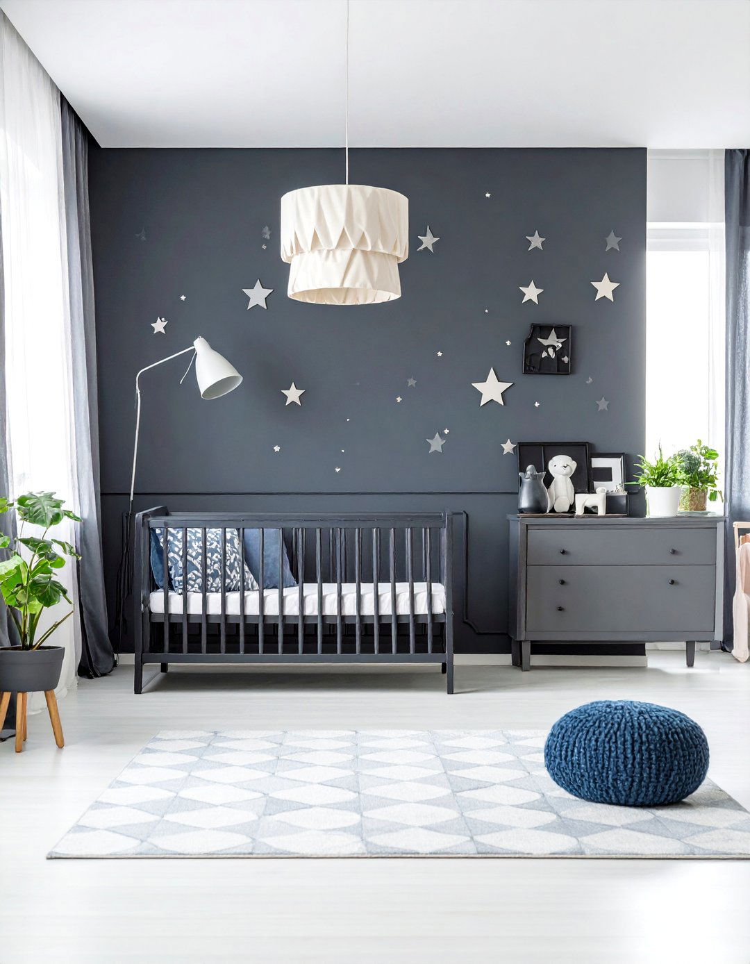 Black Textured Wallpaper Accent Feature - 25 Black Nursery Ideas