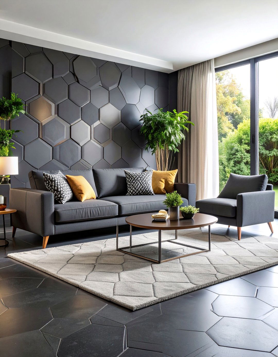 Black Tile Geometric Pattern Surround - 25 Black Fireplace Ideas