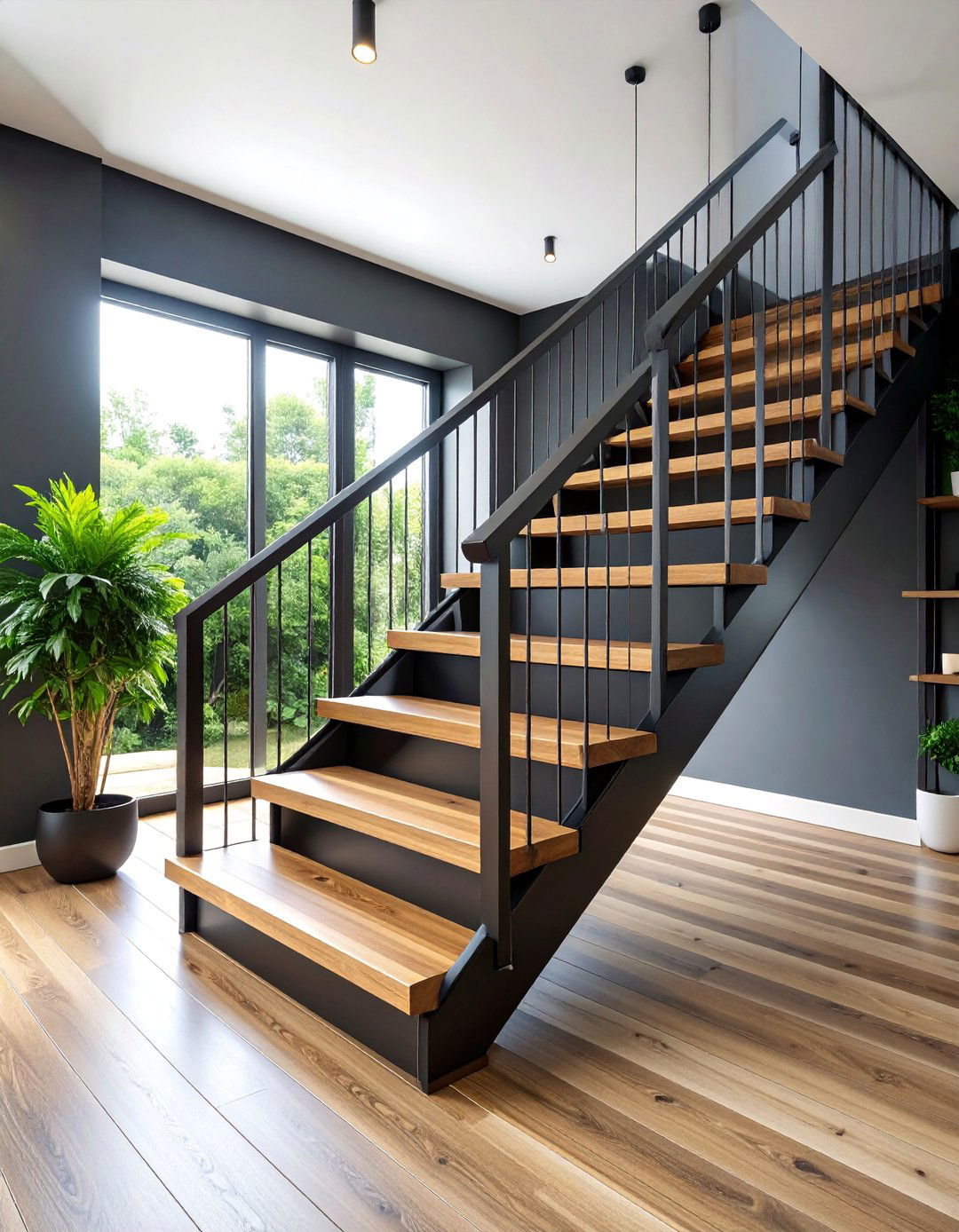 Black Timber and Steel Hybrid Staircase Design - 25 black staircase ideas