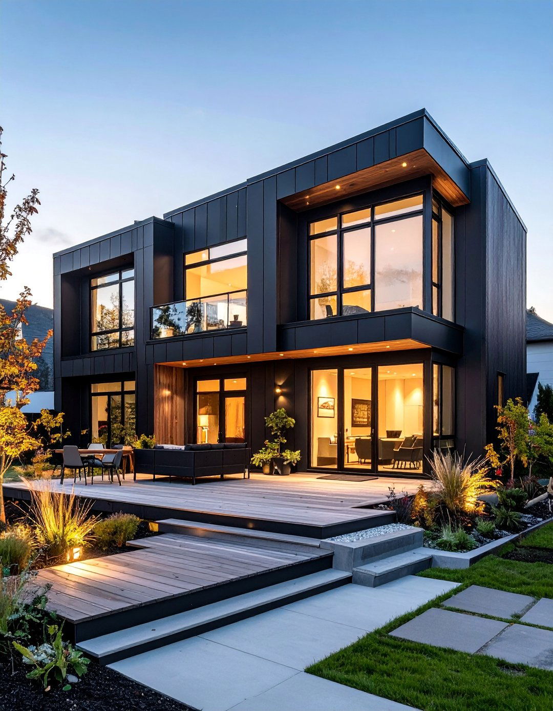 Black Urban Townhouse Design - 25 Black House Exteriors & Paint Colors
