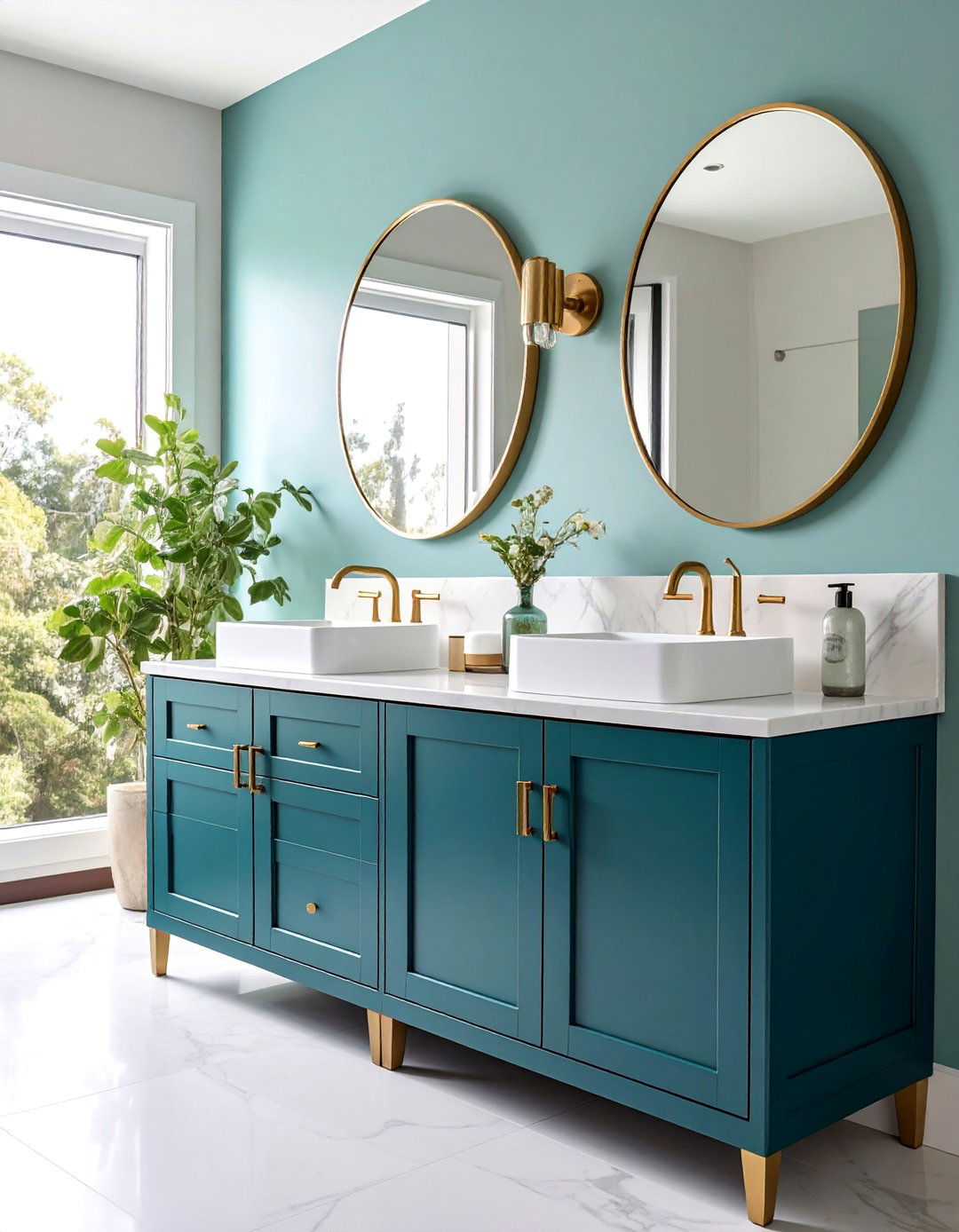 Black Vanity with Mixed Metal Hardware and Fixtures - 25 bathroom with black cabinets ideas