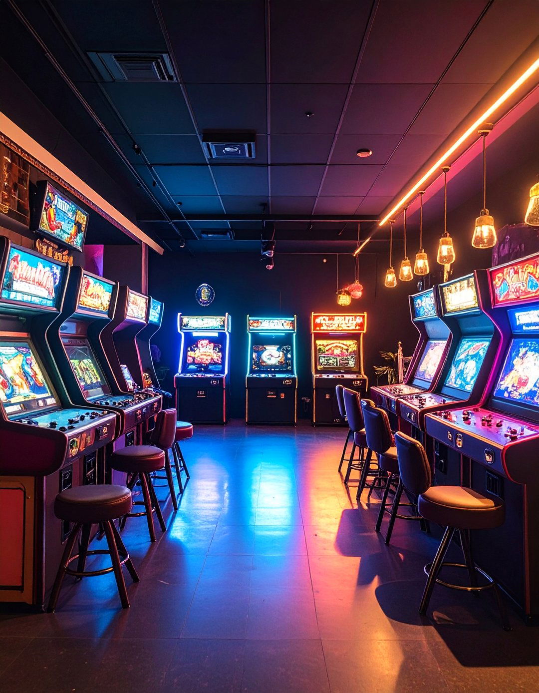 Black Vintage Arcade Game Room - 25 Black Man Cave Ideas