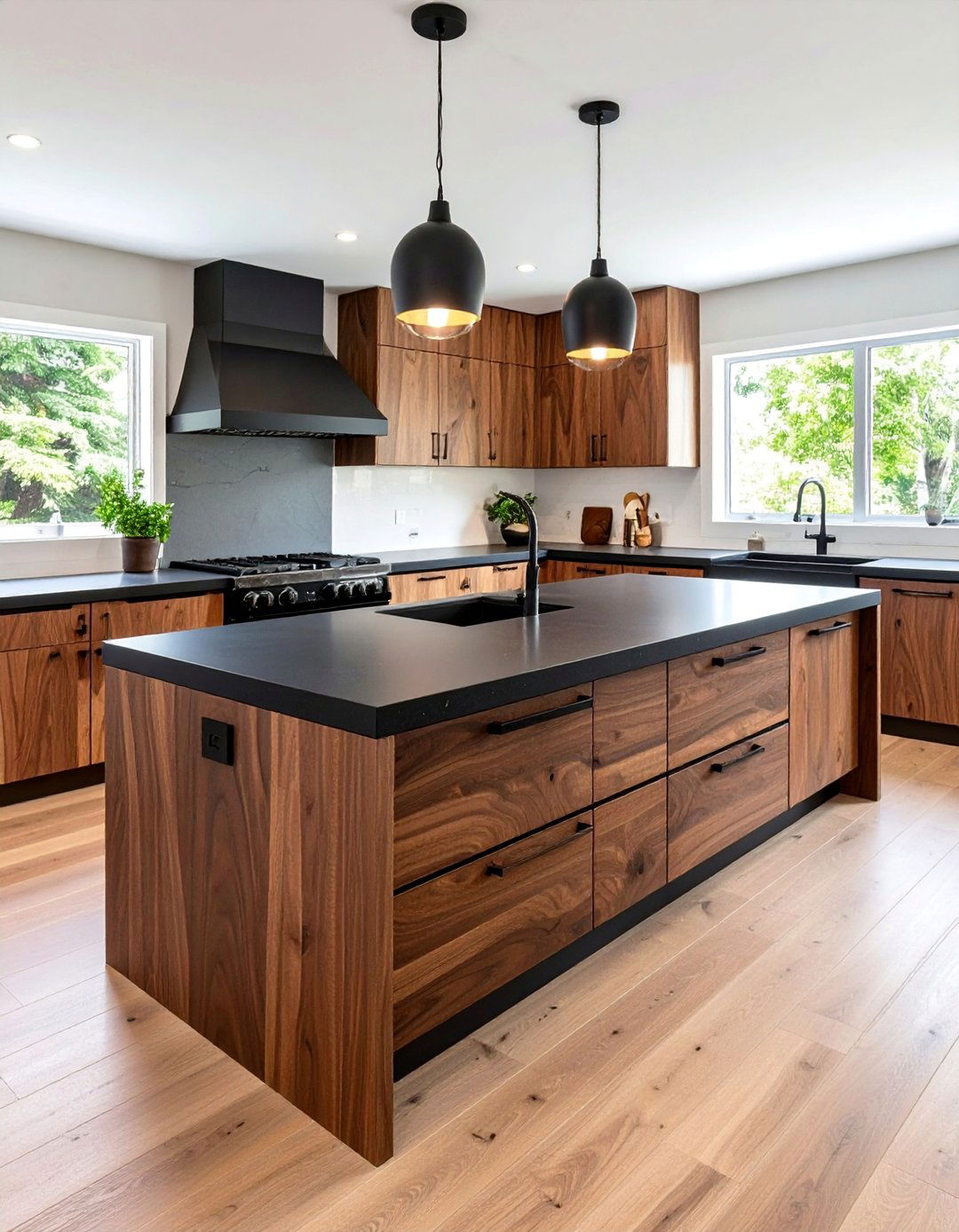 Black Walnut Butcher Block Island - 25 Black Kitchen Countertops