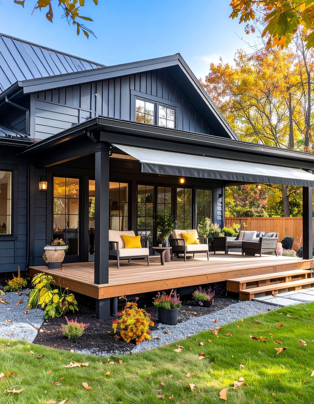 Black Weather Protection Porch with All Season Comfort - 25 Black Porch Ideas