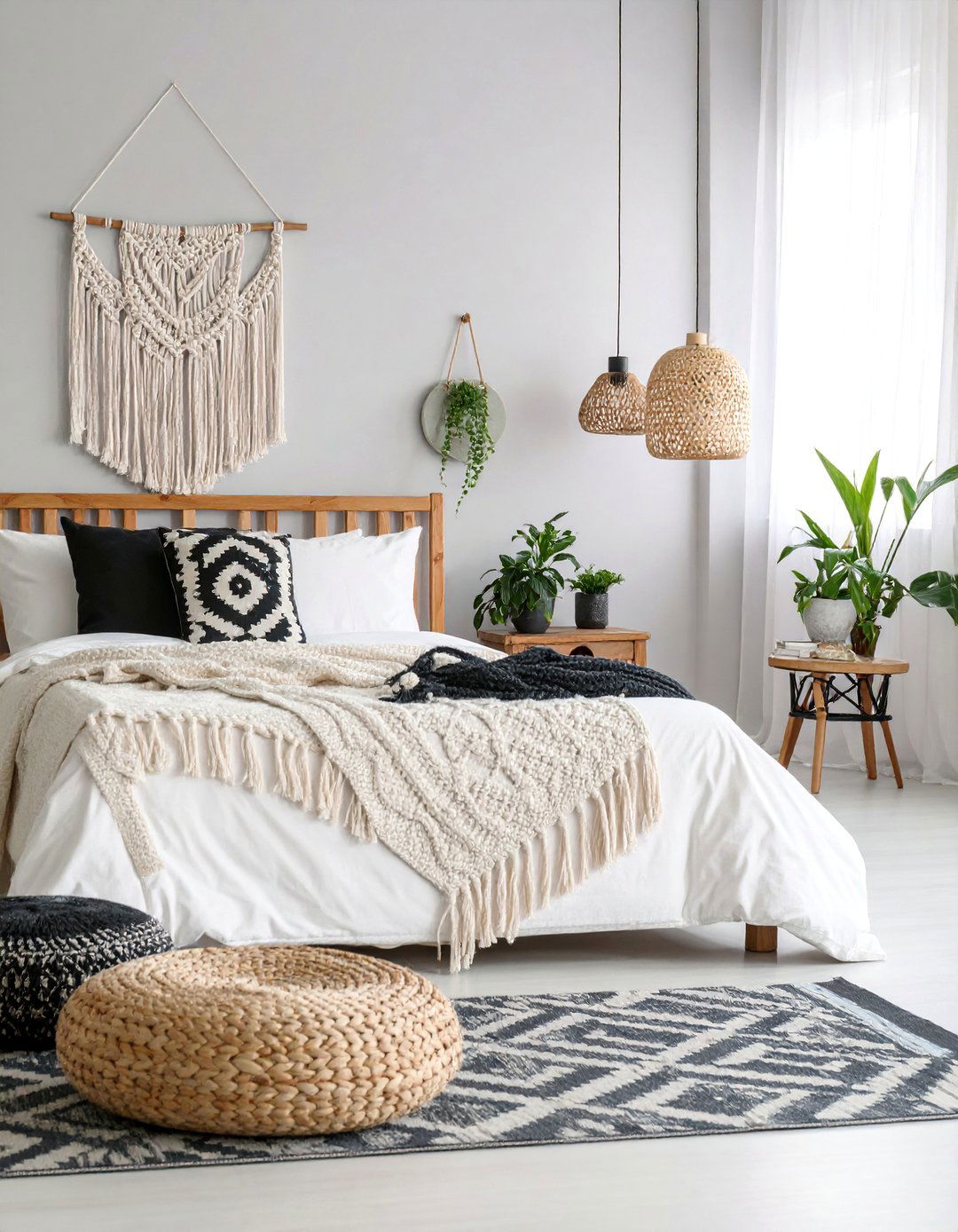 Black White Monochromatic Drama - 25 Dark Boho Bedroom Ideas